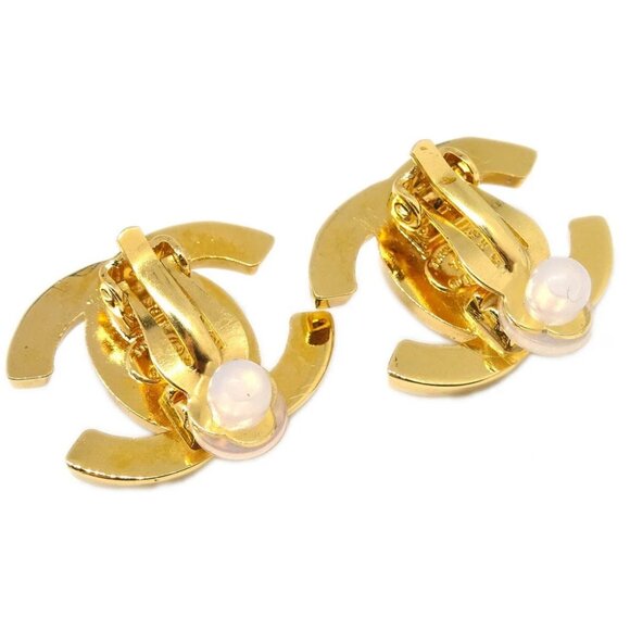 Chanel CC Turnlock Earrings Clip-On Gold Small 96A - Picture 3 of 4